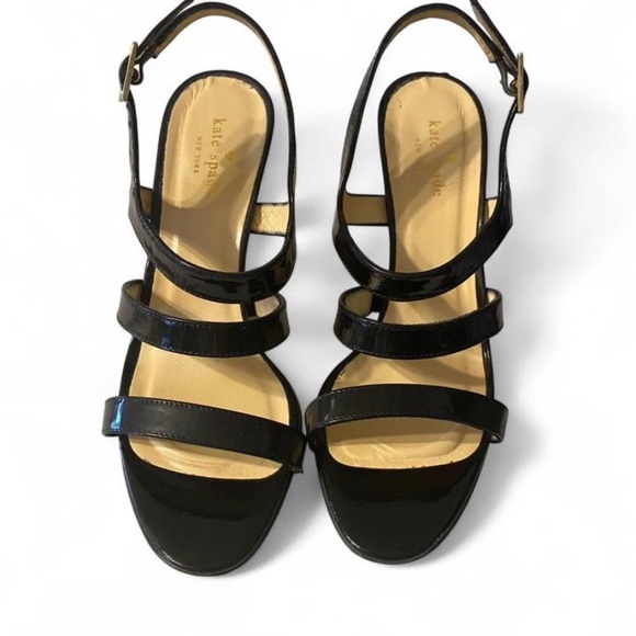Kate Spade‎ Glossy Black Wedge Sandals - Picture 8 of 8